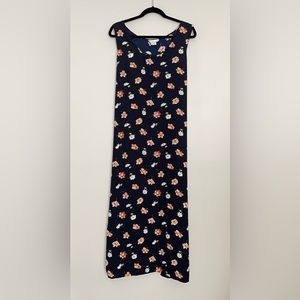 Vintage Rachel Alan Floral Print Sheath Maxi Dress Sz XL